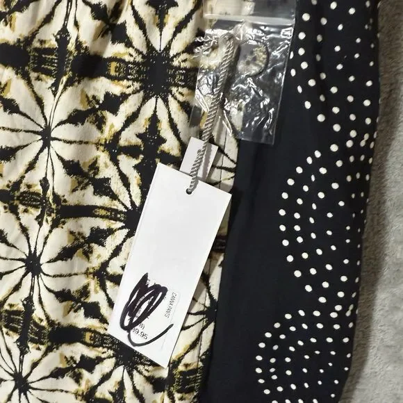 NWT Soft Surroundings Women XL Pants Canna Black Yellow Beachy Flowy Wide Leg